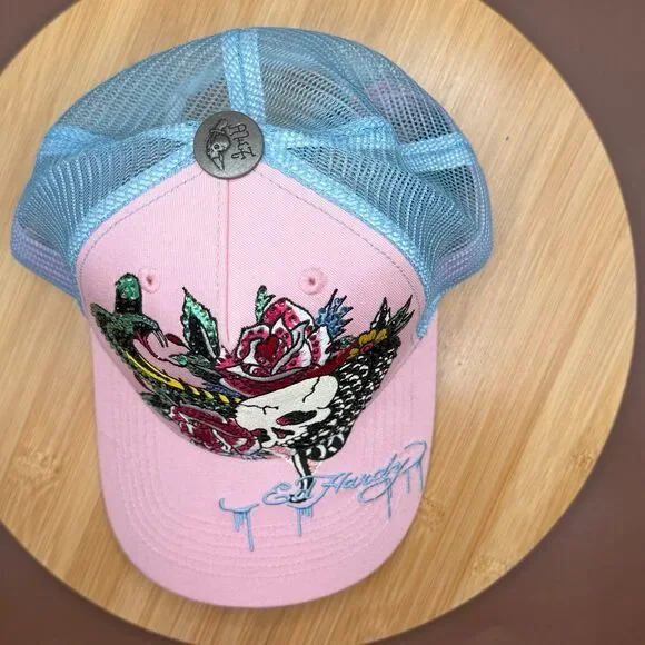 NEW ED HARDY rhinestone cobra hat in pink/sky Ed Hardy Rhinestone Cobra Hat Pink/Sky - EHH0001-25RS  main image 4